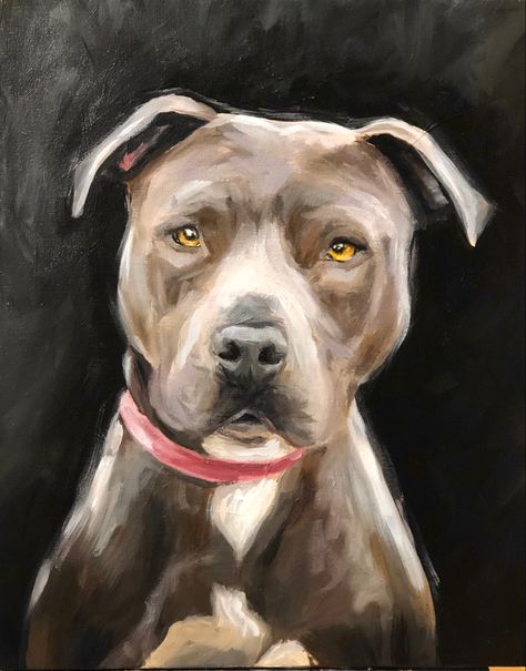 Pitbull Painting, Pitbull Drawing, Cute Dog Drawing, Dog Portraits Painting, Bull Painting, Dog Portraits Art, Pitbull Art, Pitbull Pictures, Dog Rocks