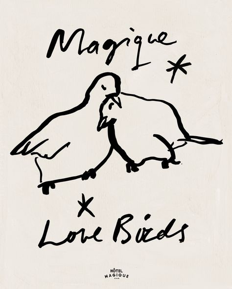 Arte Doodle, Artfully Walls, Two Birds, Art And Illustration, Love Birds, The Words, Line Drawing, Art Inspo, Line Art