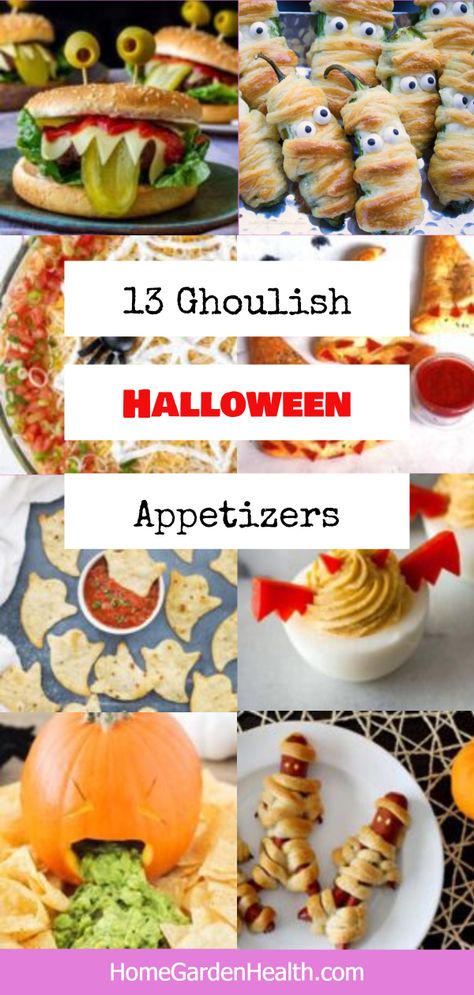 13 Ghoulish Halloween Appetizer Recipes Halloween Party Hors D’oeuvres, Halloween Hors D’oeuvres, Halloween Appetizer Recipes, Halloween Taco Dip, Halloween Deviled Eggs, Honey Mustard Dip, Halloween Appetizer, Halloween Party Table, Halloween Food Appetizers