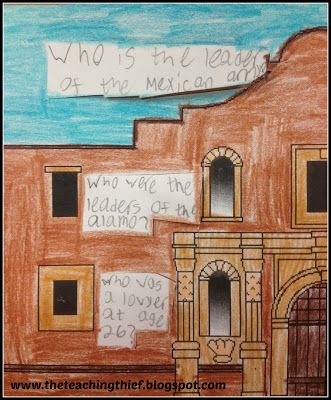 The Teaching Thief: Alamo question/answer/art activity Texas Revolution, Man With A Beard, 4th Grade Social Studies, Ca History, Math And Science, History Curriculum, Classroom Transformation, Fourth Grade Math, Teaching Lessons