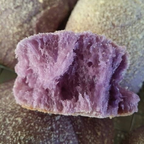 Sourdough Ube Pan De Sal by Sarah Kurniawan Sourdough Ube, Pandesal Recipe, Discard Recipe, Purple Food Coloring, Sourdough Starter Discard Recipe, Donut Muffins, Purple Food, Buns Recipe, Cooking 101