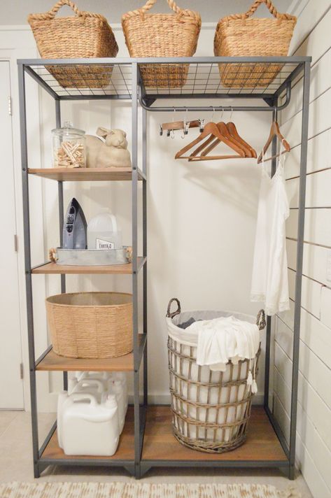 HOW TO ORGANIZE YOUR LAUNDRY ROOM - If you want easy, everyday ideas on how to organize your laundry room... I'm so happy you are here! I just refreshed my very average, modest-sized laundry room with a few affordable organizing items and some cute home decor tweaks and I'm so happy to be sharing my simple ideas on how to organize a laundry room. All easy to duplicate, for a pretty and practical laundry room! #laundryroom #organizedlaundryroom Basement Decoration, Laundry Items, Stacked Laundry Room, Laundry Room Ideas Small Space, Basement Laundry Room, Dream Laundry Room, Laundry Room Closet, Basement Laundry, Laundry Room Renovation