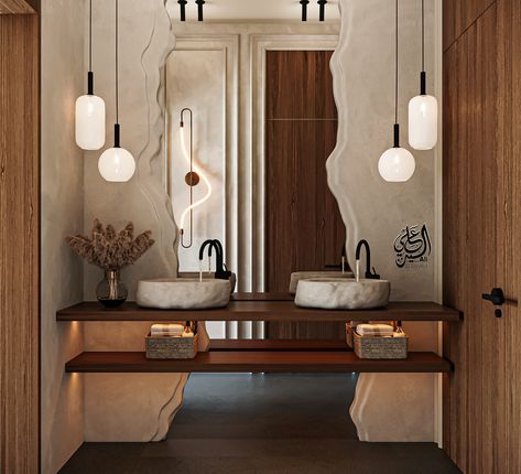 Wabi Sabi Reception, Bathroom Design Styles, Luxury Toilet, Modern Living Room Lighting, Wabi Sabi Interior, Interior Design Kitchen Small, Washroom Design, Japandi Interior, Bathroom Redesign