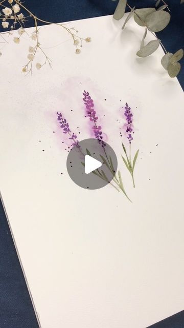 Watercolor Lavender Tutorial, Watercolor Lilacs, Watercolor Lavender Flowers, Paint Lavender, Learning Watercolor, Thistle Painting, Floral Drawings, Lavender Watercolor, Watercolor Art Diy