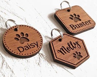 Laser Cut Wood Crafts, Custom Pet Tags, Pet Tags Personalized, Laser Engraved Ideas, Cnc Projects, Dog Id Tags, Id Tags, Wood Engraving, Dog Id