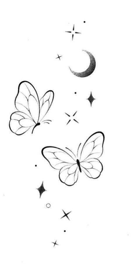 Small Butterfly Drawing, Butterfly Drawing Aesthetic, Side Body Tattoos, Mariposa Tattoo, Butterfly Cartoon, Simple Butterfly Tattoo, Half Sleeve Tattoos Drawings, Butterfly Sketch, Christmas Tree Embroidery