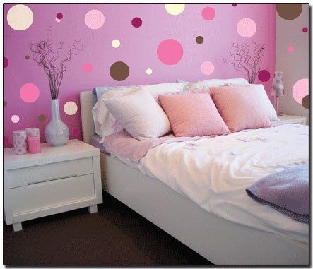 But blue, green, purple, and fuschia on white Girls Bedroom Mural, Kids Bedroom Paint, Polka Dot Room, Girls Bedroom Paint, Polka Dot Decor, Best Bedroom Designs, Kids Room Paint, Polka Dot Walls, Kids Room Furniture