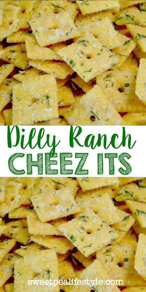 Crispy cheese crackers are coated with ranch seasoning and fresh dill, creating an irresistible snack! Cool Ranch Seasoning, Ranch Cheez Its, Cheez Its, Snack Mix Recipes, Amazing Appetizers, Wontons, Cracker Recipes, Ranch Seasoning, Cheese Crackers