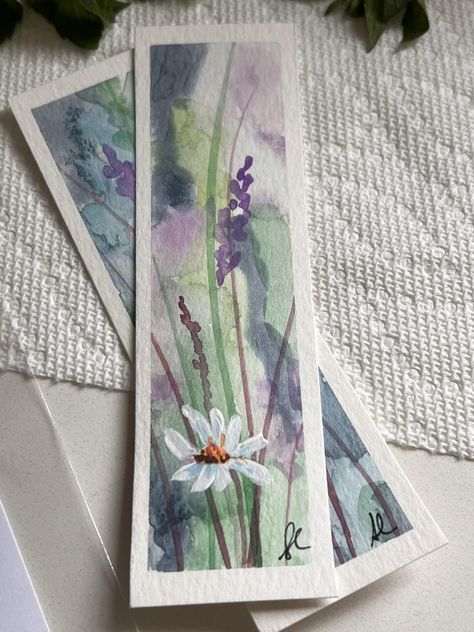 Hand painted water colour book mark, Daisy love series, I have so much fun painting these delicate colourful book marks. ( one single bookmark ) Book Mark Water Colour, Water Colour Book Mark Ideas, Watercolour Bookmarks, Birch Trees Painting, Bookmarks Diy, Painted Water, Trees Painting, Chic Tattoo, Bookmark Ideas