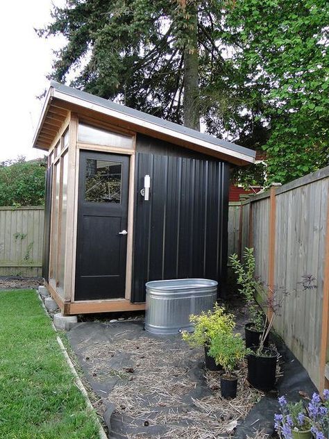 Small Shed, Shed Blueprints, Scandinavian Garden, Backyard Storage Sheds, Galvanized Tub, Modern Shed, Studio Shed, Backyard Storage, Backyard Studio