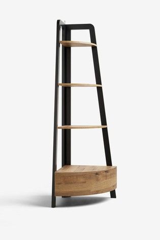 Corner Ladder Shelf, Corner Shelving, Ladder Shelf, Buy Lights, Corner Shelves, Ladder Bookcase, Shelf Design, Furniture Collections, Light Oak