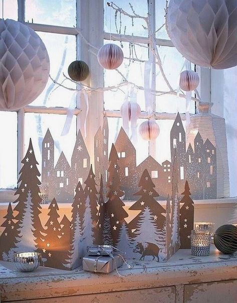 Coastal Bedroom Design, Home Decor Ideas Modern, Farmhouse Home Decor Ideas, Modern Living Room Design, Diy Christmas Village, Christmas Window Display, Christmas Homescreen, Christmas Window Decorations, Xmas Deco