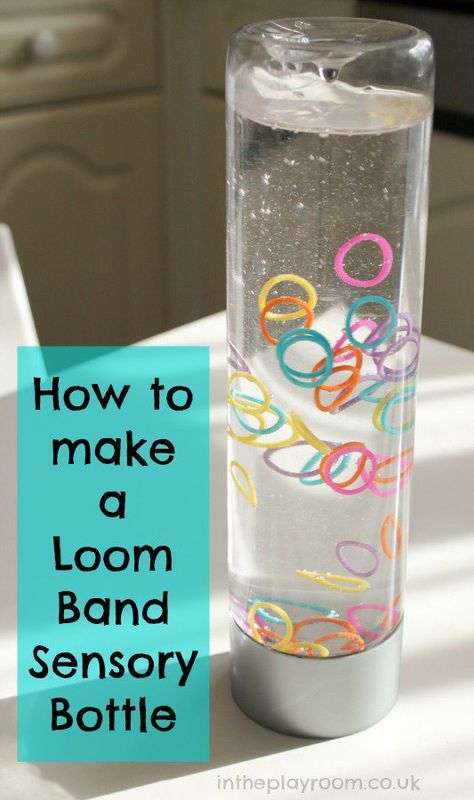 What a creative sensory bottle filler! How to make a loom band sensory bottle is easy and requires only a few supplies. Sensory Bottle Fillers, Calm Down Jar, Calm Down Bottle, Teaching Mama, Diy Sensory, Discovery Bottles, Sensory Bottle, Loom Band, Sensory Boards