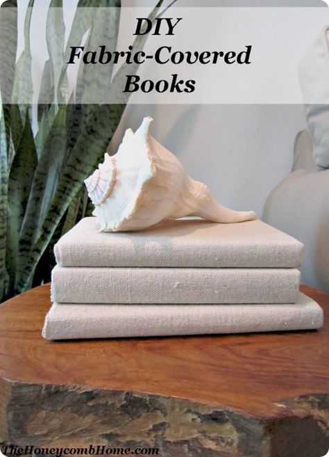 DIY Home Decor | Drop Cloth Fabric Covered Books ~ Restoration Hardware uses these fabric wrapped books for styling all over their stores, and  they are so simple and inexpensive to make yourself! Fabric Covered Books, Shabby Chic Diy Projects, Covered Books, Cloth Ideas, Book Cases, Cloth Book, Bookcase Decor, Rustic Country Home, Inexpensive Home Decor