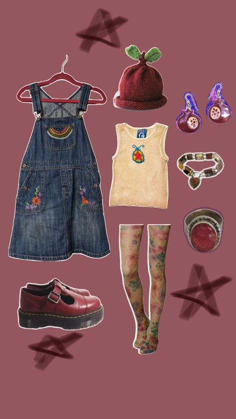 Tacky Outfit Ideas, Childish Outfits For Women, Funky Clothing Style, Indie Folk Aesthetic Outfits, Twee Outfit Inspired, Lampcore Outfit, Multicultural Aesthetic, Twee Outfits Summer, Whimsy Aesthetic Outfits