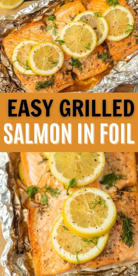 Grill Fish In Foil, Salmon In Foil Packets, Easy Grill Recipes, Salmon Filet Recipe, Bbq Salmon Recipes, How To Grill Salmon, Smoked Seafood, Easy Grilled Salmon, Salmon Steak Recipes