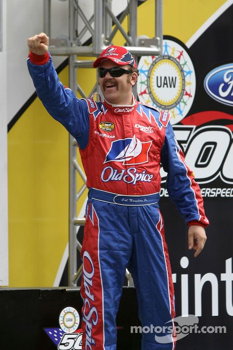 John C Reilly as Cal Naughton Jr. in Talladega Nights (2006) Race Car Costume, John C Reilly, Car Costume, Talladega Nights, Ricky Bobby, Will Ferrell, Old Spice, Nascar Cup, Celebrity List