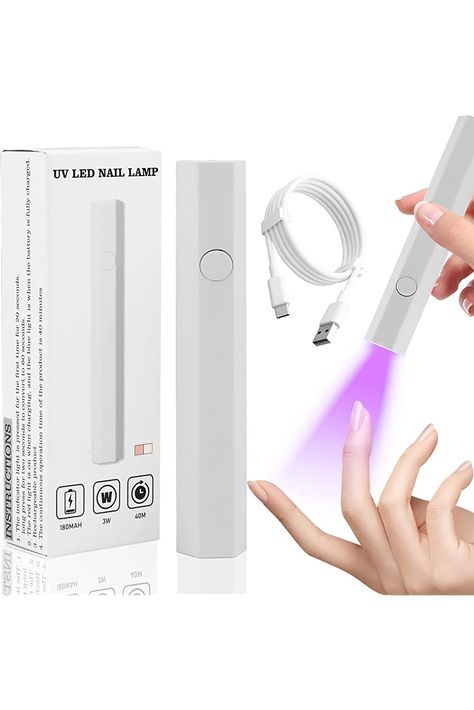 ANGNYA Mini UV Light for Nails, Handheld Nail Lamp with Spotlight Bead Portable Mini Nail Dryer for Curing Gel Polish Nail Glue Gel, Rechargeable Led Nail Lamp for Nail Techs and Beginners Uv Light Nails Lamps, Nail Dryer Lamp, Uv Led Nail Lamp, Nail Glue Gel, Nails Care, Business Nails, Uv Nail Lamp, Nail Drills, Glow Nails