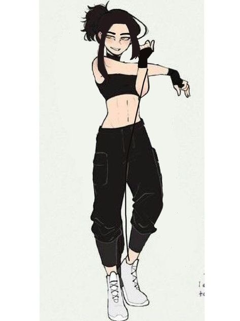 Anime Casual Outfits Female Drawing, Anime Training Outfit, Anime Clothes Female Casual, Anime Crop Top Drawing, Tomboy Drawing, Tomboy Art, Sonic 2, Hero Costumes, Character Poses