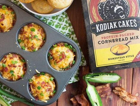 Jalapeno Cheddar Cornbread Muffins, Turkey Muffins, Kodiak Cakes Recipe, Bacon Cornbread, Cornbread Muffins Recipe, Jalapeno Cheddar Cornbread, Cornbread Muffins, Stuffed Jalapenos With Bacon, Jalapeno Cheddar