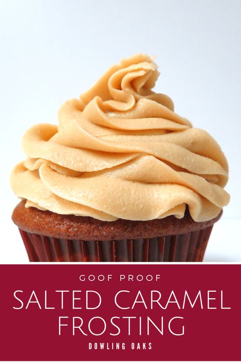 This is the best salted caramel frosting recipe I've made (and tasted!). It's easy to make, but best of all it's gluten free. This simple whipped icing recipe will frost a dozen cupcakes or a 9-inch, 2 layer cake. #glutenfree #cakedecorating #dowlingoaks Caramel Fudge Frosting, Caramel Cake Frosting, Gluten Free Cake Recipes Easy, Whipped Icing Recipes, Salted Caramel Icing, Salted Caramel Frosting, Salted Caramel Cake, Caramel Icing, Gluten Free Cake Recipe