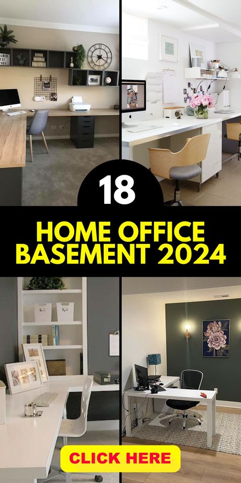 2024 Guide: Transforming Basements Into Chic Home Offices - Layouts, Ideas & Tips Home Office In Basement Ideas, Farmhouse Layouts, Small Basement Office, Industrial Home Office Design, Home Office Basement, Small Office Layout, Modern Farmhouse Layout, Loft Home Office, Trendy Home Office