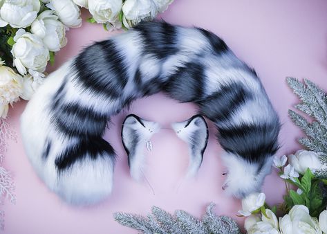 Snow Leopard Tail, Cat Pose Yoga, Wolf Ears And Tail, Ears And Tail Set, Faux Fur Ears, Leopard Ears, Snow Tiger, Cat Ears And Tail, Wolf Ears