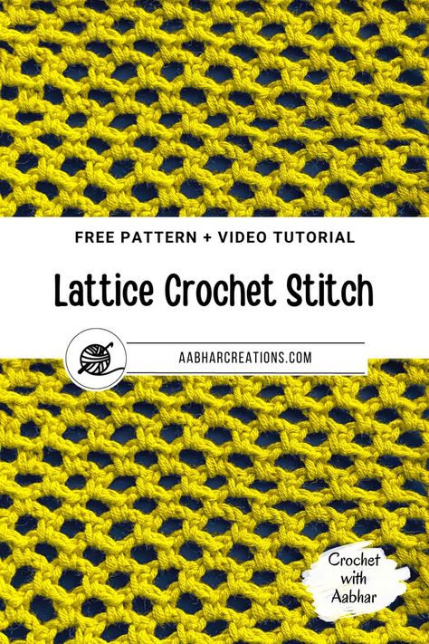 lattice crochet stitch pattern swatch image from aabharcreations Crochet Stitch Pattern, Crochet Potholder Patterns, Strip Pattern, Potholder Patterns, Basic Crochet, Stitch Tutorial, Knitted Wit, Lattice Pattern, Crochet Lovers