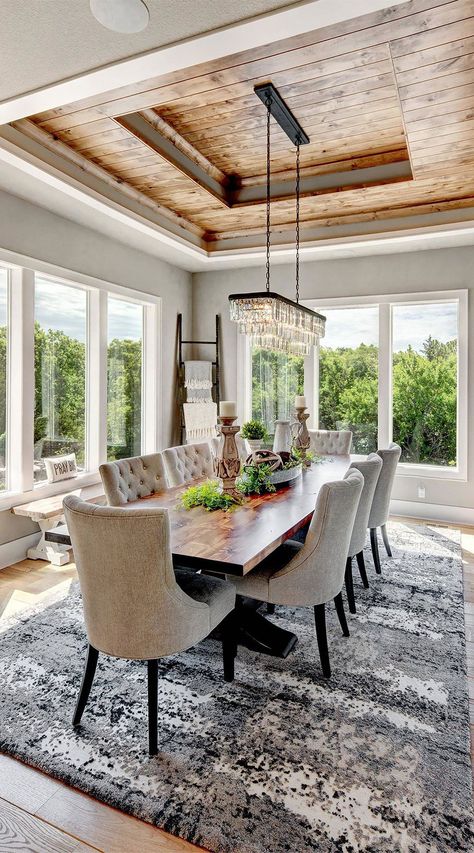 Recessed Ceiling Ideas, Dining Table Chandelier, Neutral Dining Room, Transitional Dining Room, Traditional Dining Rooms, Country Dining Rooms, Dining Chandelier, Dining Room Light Fixtures, Traditional Dining