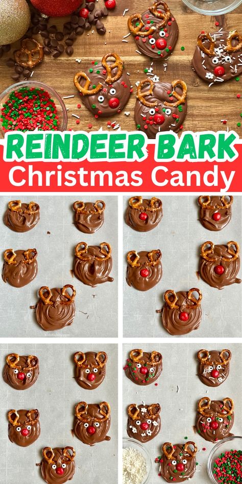 Reindeer Bark Reindeer Bark, Holiday Candy Recipes, Allergen Free Recipes, Candy Bark, Mini Pretzels, Candy Recipe, Christmas Sprinkles, Christmas Candy Recipes, Bark Recipe