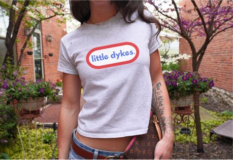 Little Dykes Funny Lesbian Shirt 3 90s Baby Tee, Dyke Lesbian Graphic Tee, Queer Pride Merch, LGBTQ Gifts - Etsy Queer Shirt Designs, Lgbtq Gifts, Funny Lesbian, Queer Love, Lesbian Shirt, Lesbian Humor, Queer Shirt, Lesbian Shirts, Pride Merch