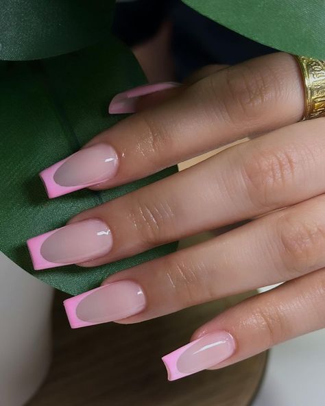 50 Insanely Pretty Pink French Tip Nails To Try! – May the Ray Plain Pink French Tips, Square Nails Pink French Tip, French Nails Light Pink, Coffin Pink French Tip Nails, Pink French Tip Coffin Nails, Pale Pink French Tip Nails, Square Pink French Tip Nails, Pink French Tip Square, French Nails Rosa