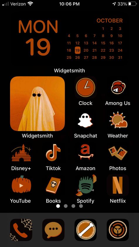 Halloween Ios, Halloween App Icons, Halloween Icon, Halloween Layout, Minimalist Iphone, Simple Designs To Draw, Iphone Organization, Iphone App Layout, App Layout