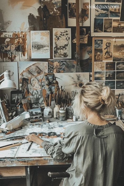 Dream Board Ideas, Benjamin Shine, Small Art Studio, Art Studio Room, Art Studio Design, Setup Ideas, Dream Studio, Workspace Inspiration, Artist Aesthetic