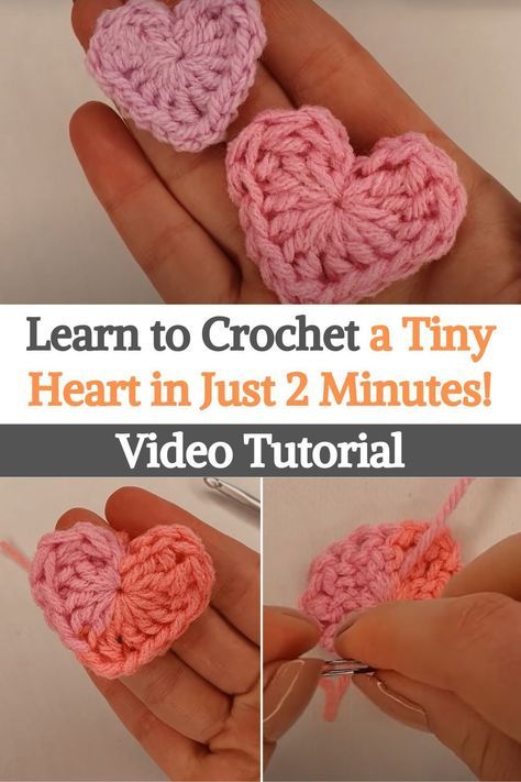 Crochet Mini Heart Keychain, Tiny Crochet Hearts Free Pattern, Tiny Crochet Heart Pattern, Heart Pins Diy, Pocket Heart Crochet, Small Crochet Hearts Free Pattern, Mini Crochet Hearts, Crochet Tiny Heart Free Pattern, Small Crochet Valentines Ideas