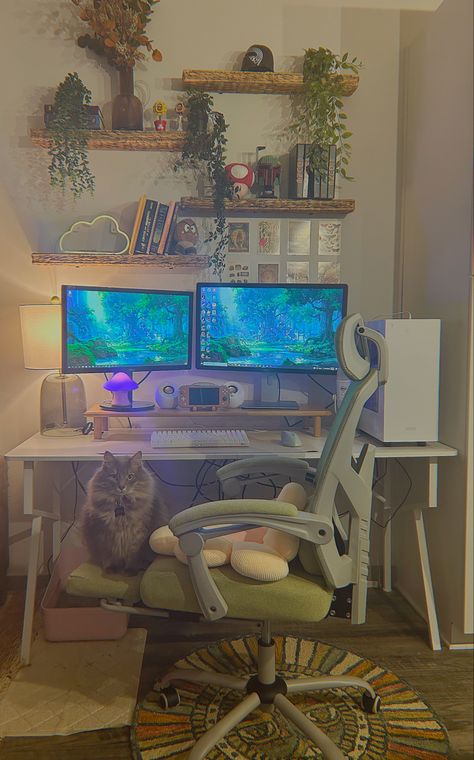 Gaming Room Setup For Boys, Nice Desk, Cozy Desk, Dream Things, Desk Setups, Gamer Room Decor, Pc Gaming Setup, Pc Setups, Cute Diy Room Decor