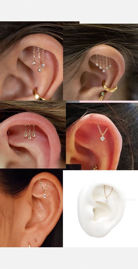 Ear Piercings Hurt Chart, Floating Helix Piercing, Ear Mapping, Ušný Piercing, Full Ear Piercings, Piercing Healing, Minimalist Ear Piercings, Ear Piercing Ideas, Ear Peircings