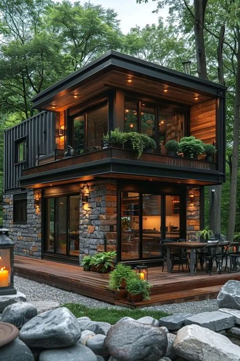 Container Home Made Easy Container House Aesthetic, Freight Container Homes, Crate Houses Container Homes, Container Lake House, Container A Frame Home, Shipping Container A Frame House, Kit Houses Prefab, Storage Container House, Connex Box Homes