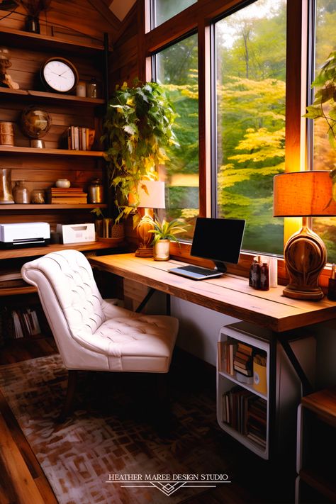 Rustic Maximalist, Maximalist Home Office, Maximalist Home, Maximalist Style, Office Window, Farmhouse Home Decor, Study Table, Farmhouse Homes, Inspired Homes