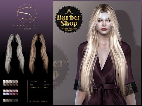 The Sims Resource - (Barber Shop) - Long ombre hair 010524 Long Messy Hair, Long Ombre Hair, Sims 4 Hair Male, Pelo Sims, Club Hairstyles, All Hairstyles, Sims 4 Cc Packs, Sims Hair, Cc Sims