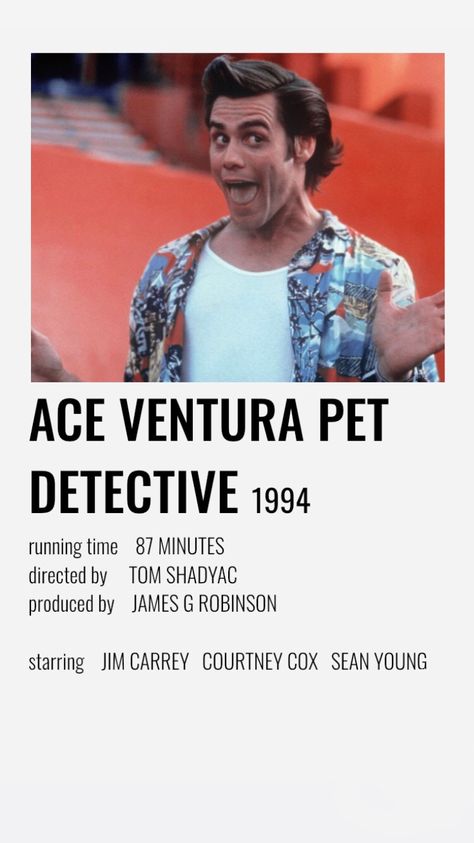 Ace Ventura Pet Detective, Pet Detective, Movies To Watch Teenagers, Classic Films Posters, Ace Books, Ace Ventura, Movie Decor, Movie Card, Film Posters Minimalist