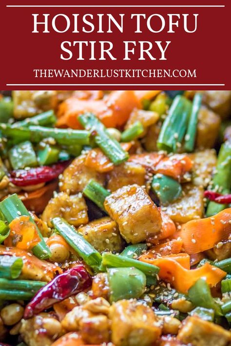 Hoisin Sauce Stir Fry, Stir Fry With Peppers, Hoisin Tofu, Tofu Stir Fry Recipe, Sticky Sauce, Carrots Recipe, Tofu Stir Fry, Stir Fry Recipe, Chili Garlic Sauce