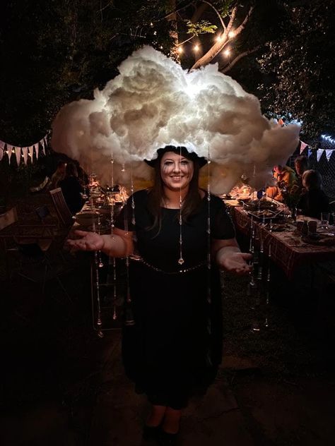 Cloud Fairy Costume, Black Cloud Halloween Costume, Storm Cloud Halloween Costume, Storm Cloud Costume Diy, Night Sky Halloween Costume, Rain Costume Women, Thunder Cloud Costume, Rain Inspired Dress, Rain Cloud Costume Diy