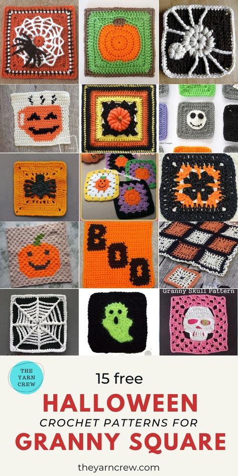 15 Free Halloween Granny Squares Crochet Patterns you can crochet right now. Amazing granny square patterns Curated by The Yarn Crew #crochetgrannysquares #crochetstitches #crochetpatterns #freecrochetpatterns #crochetmotif #crochetsquares #grannysquareblanket #crochethexagons Halloween Granny Square Crochet, Crocheted Halloween, Granny Squares Crochet, Granny Square Patterns, Granny Square Pattern Free, Halloween Amigurumi, Squares Crochet, Granny Square Crochet Patterns Free, Fall Crochet Patterns