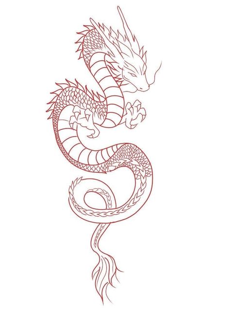 Dragon Tattoo Neck Woman, Small Dragon Neck Tattoo, Red Dragon Tattoo Stencil, Outline Dragon Tattoo, Dragon Tattoo Sketch Simple, Red Dragon Tattoo For Women, Neck Dragon Tattoo, Red Dragon Tattoo Back, Dragon Stencil Tattoo