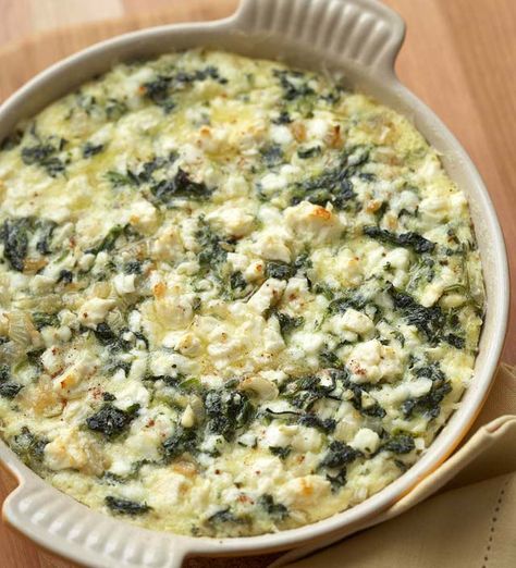 Spinach and Feta Casserole from the Better Homes and Gardens Must-Have Recipes App Feta Casserole, Lining Paper, Vegetarian Casserole, Super Easy Dinner, Spinach Feta, Breakfast And Brunch, Vegetable Casserole, Healthier Food, Spinach Recipes