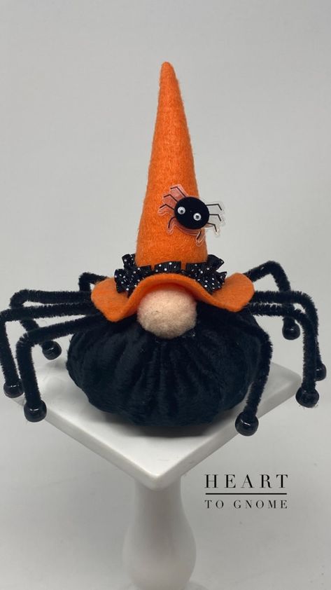 Gnome Spider Witch/orange/black/purple/witch Hat/ornament/halloween/trick or Treat/decoration/gift/collectible/fall/cute/whimsical/funny - Etsy Hallowen Crafts, Purple Witch Hat, Halloween Felt Crafts, Spider Witch, Creative Halloween Decorations, Unique Halloween Decorations, Hat Ornament, Purple Witch, Creative Pumpkin Carving