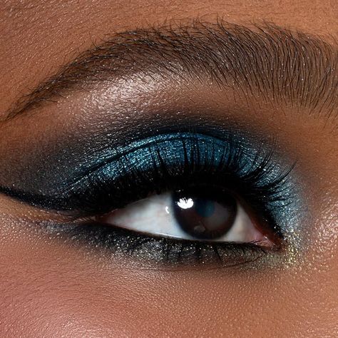 Blue Eyeshadow For Brown Eyes, Iman Cosmetics, Shimmer Eye Makeup, Formal Makeup, Black Eyeshadow, Sigma Beauty, Blue Eyeshadow, Vegan Beauty, Color Lines