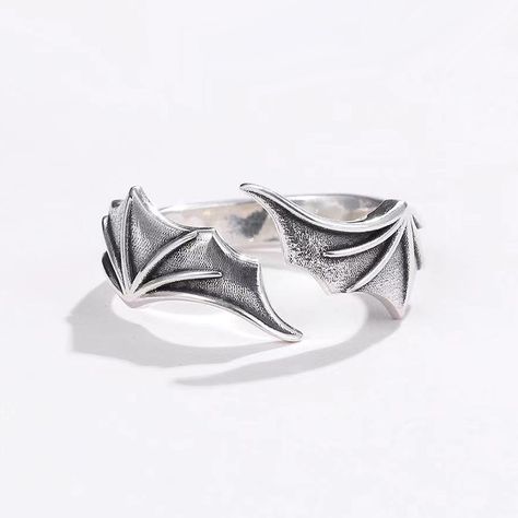 Angel and Demon Wings Couple Rings Sliver Personalized Open Ring Women Punk Jewelry Accessories Vampire Ring, Demon Wings, Angel Demon, Hip Hop Rings, Punk Jewelry, Jewelry Model, Unisex Jewelry, Creative Jewelry, Couple Rings