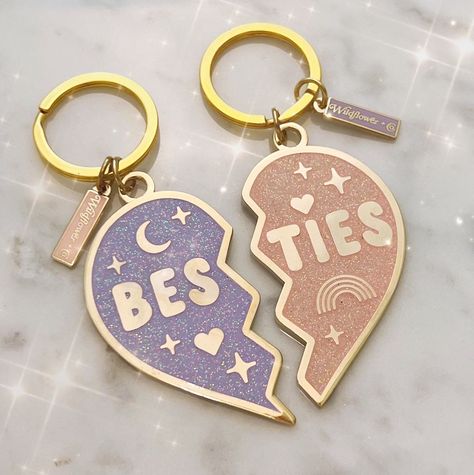 Besties Forever Candle - Etsy curated on LTK Best Friend Keychain For 2, Best Friends Keychains, Preppy Keychain, Bff Keychain, Friendship Keychains, Best Friend Keychain, Friend Keychain, Lilac Glitter, Bestie Stuff